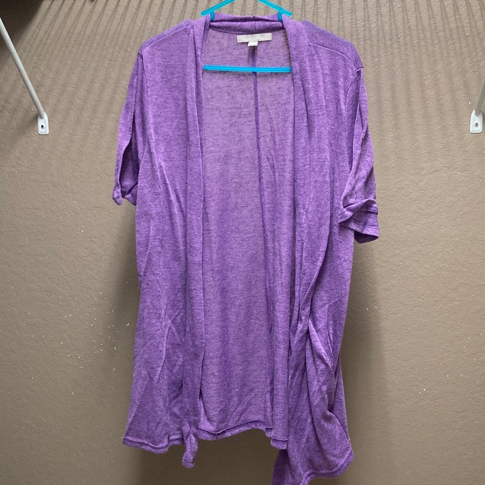 Woman Within Lavender Open Cardigan